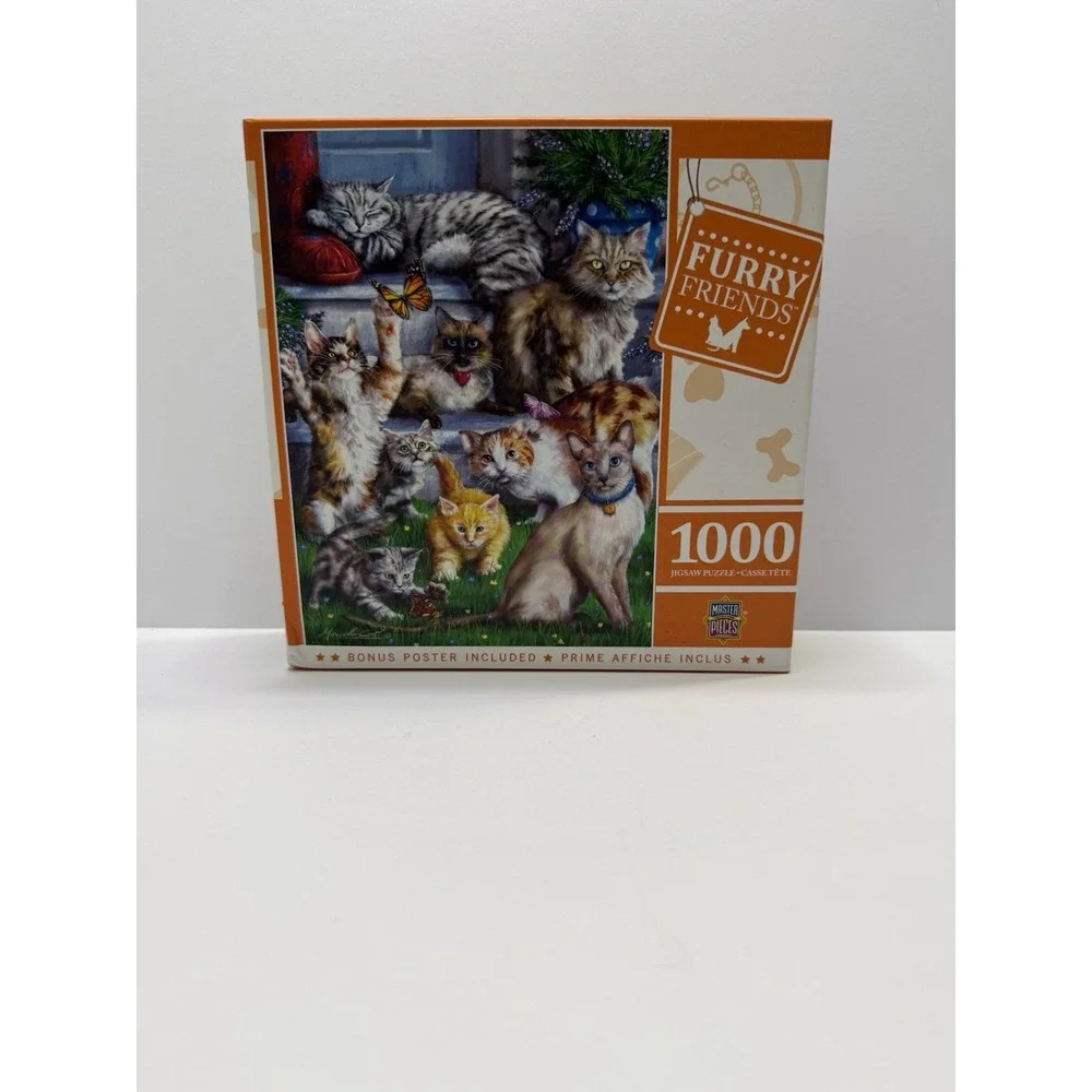 MasterPieces Furry Friends 1000 Piece Puzzle Kittens Cats Bonus Poster Sealed